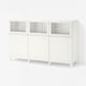 BESTÅ Storage combination with doors, white/Smeviken/Kabbarp white clear glass, 180x42x112 cm
