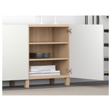 BESTÅ Storage combination with doors, white stained oak effect/Laxviken/Stubbarp white, 180x42x74 cm
