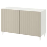 BESTÅ Storage combination with doors, white/Sutterviken/Kabbarp grey-beige, 120x42x74 cm