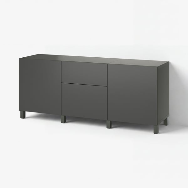 BESTÅ Storage combination with drawers, dark grey/Lappviken/Stubbarp dark grey, 180x42x74 cm
