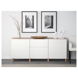BESTÅ Storage combination with drawers, oak effect/Lappviken white, 180x42x74 cm