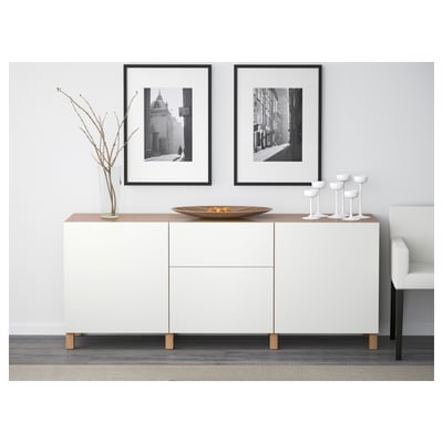 BESTÅ Storage combination with drawers, oak effect/Lappviken white, 180x42x74 cm