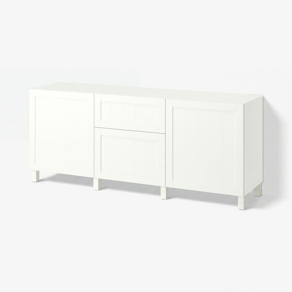 BESTÅ Storage combination with drawers, Pipmakare white/Stubbarp white, 180x42x74 cm