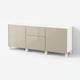 BESTÅ Storage combination with drawers, white/Selsviken/Stubbarp high-gloss/beige, 180x42x74 cm