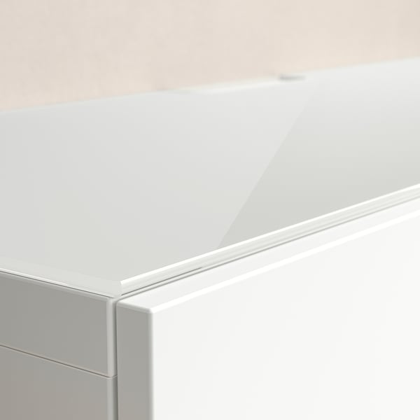 BESTÅ Top panel for TV, glass white, 180x40 cm IKEA