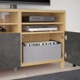 BESTÅ TV bench with doors, oak effect Kallviken/Stubbarp/dark grey concrete effect, 120x42x74 cm