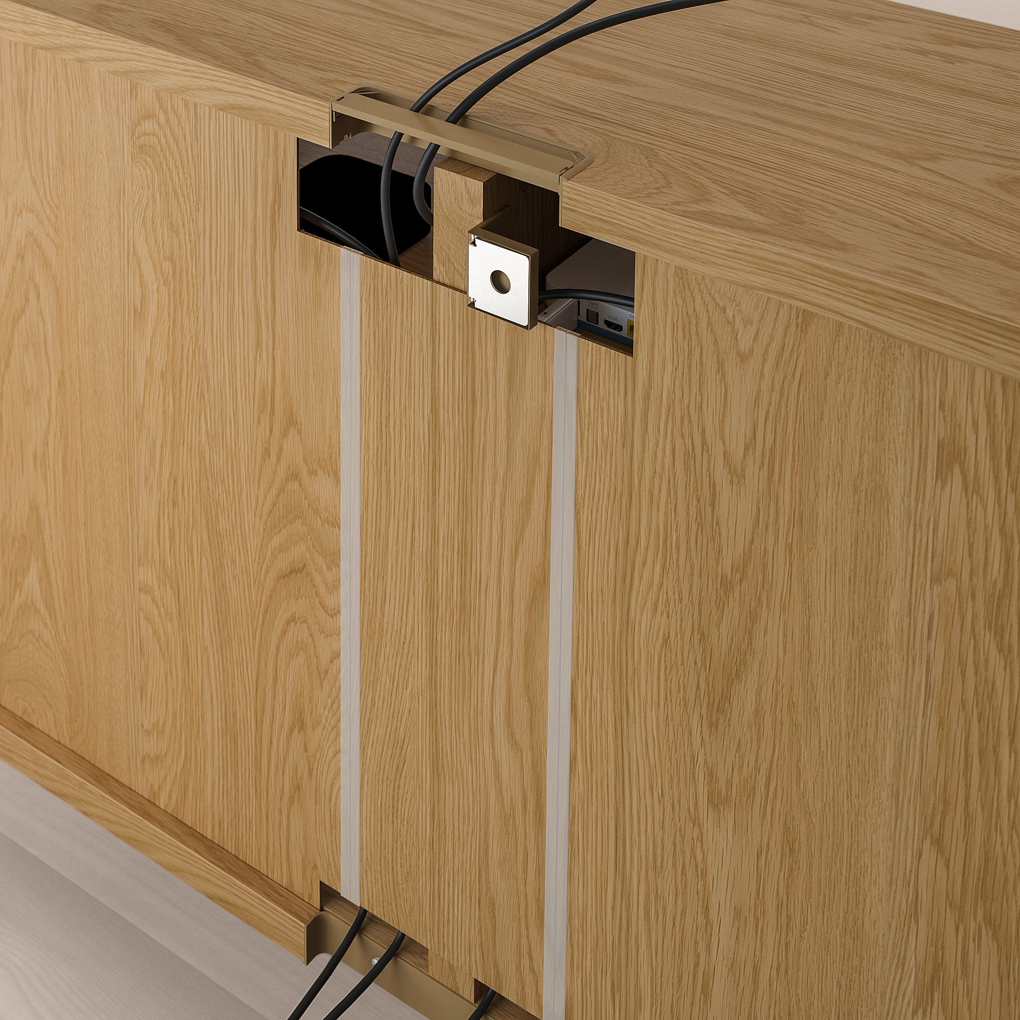 BESTÅ oak effect, Lappviken/Stubbarp Lappviken light grey, TV bench