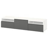 BESTÅ TV bench with drawers and door, white/Västerviken dark grey, 180x42x39 cm