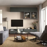 BESTÅ TV storage combination/glass doors, dark grey Västerviken/Sindvik dark grey, 240x42x231 cm