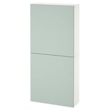 BESTÅ Wall cabinet with 2 doors, white/Hjortviken pale grey-green, 60x22x128 cm