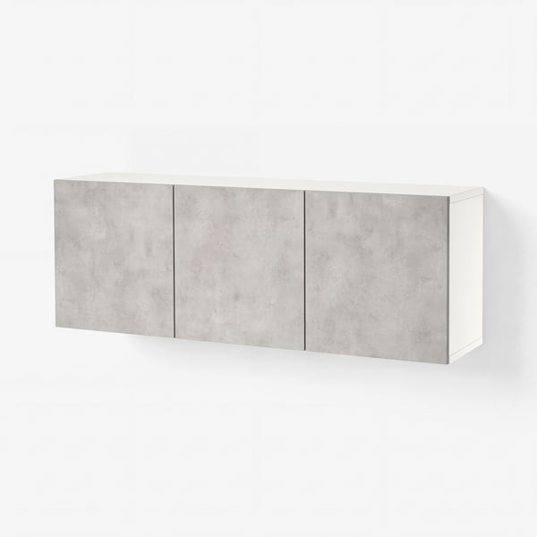 BESTÅ Wall-mounted cabinet combination, white Kallviken/light grey concrete effect, 180x42x64 cm