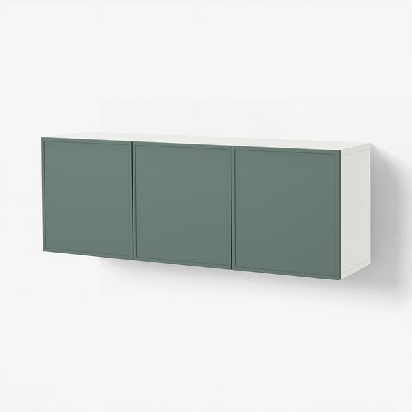 BESTÅ Wall-mounted cabinet combination, white/Krukmakare dark grey-green, 180x42x64 cm