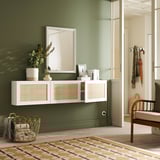 BESTÅ Wall-mounted cabinet combination, white/Studsviken woven poplar, 180x22x38 cm
