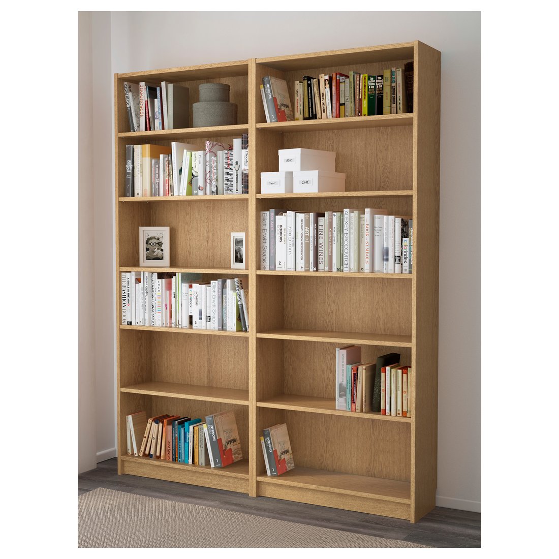 BILLY oak veneer oak, Bookcase, 160x28x202 cm IKEA