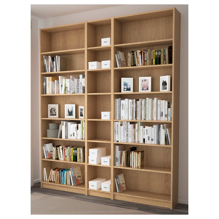 BILLY Bookcase, oak veneer, 200x28x237 cm IKEA