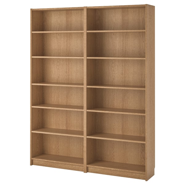 BILLY oak veneer oak, Bookcase, 160x28x202 cm IKEA