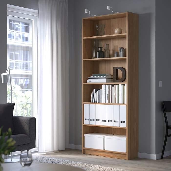 BILLY oak veneer, Bookcase, 80x28x202 cm IKEA