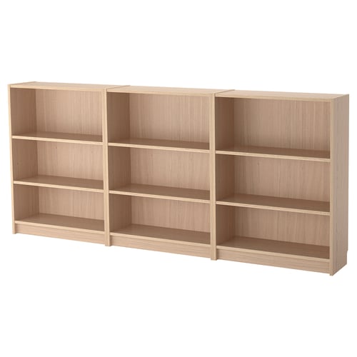 BILLY white stained oak veneer, Bookcase, 240x28x106 cm IKEA