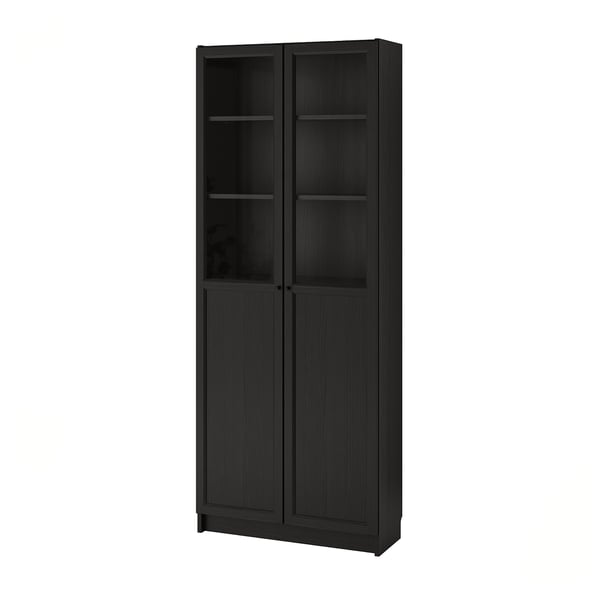 Billy Bookcase With Panel Glass Doors Black Brown Ikea
