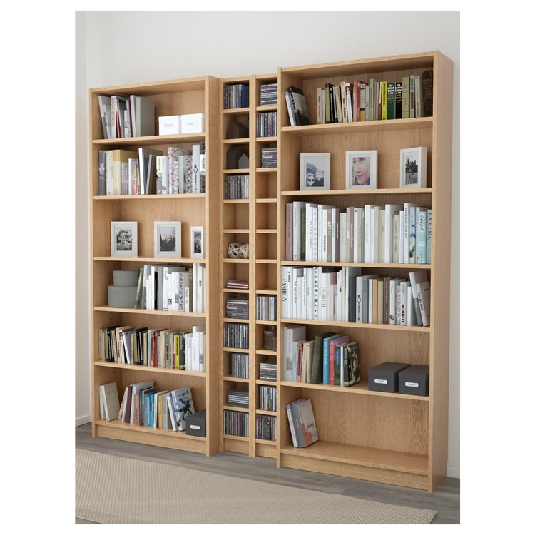 BILLY / GNEDBY oak veneer oak, Bookcase, 200x28x202 cm IKEA