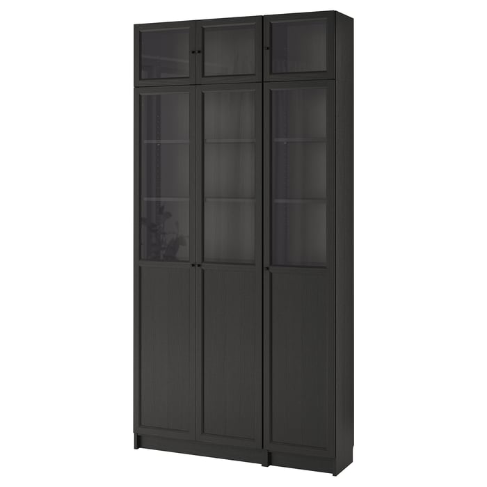 BILLY / OXBERG Bookcase, blackbrown/glass, 120x30x237 cm IKEA