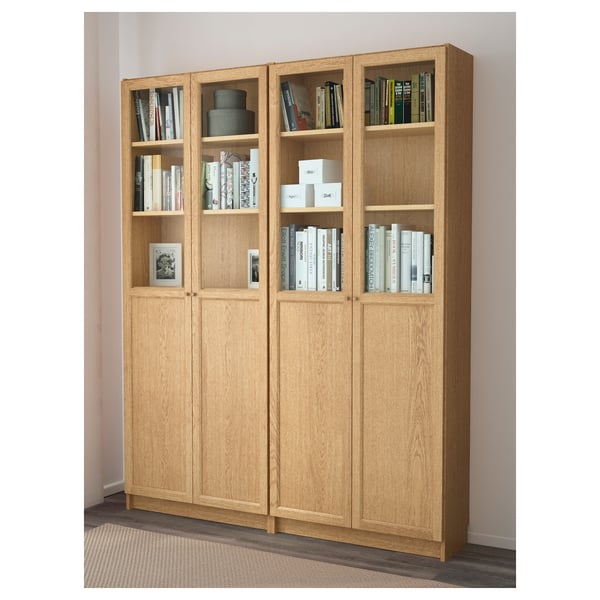 BILLY / OXBERG Bookcase, oak veneer, 160x30x202 cm IKEA