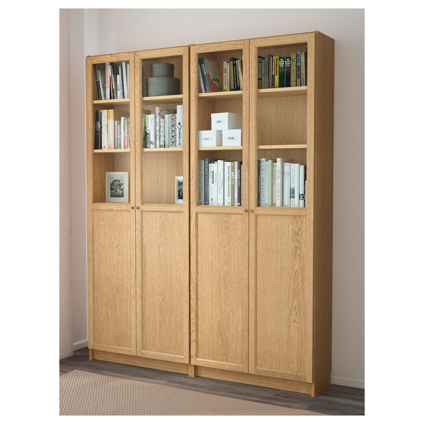 BILLY / OXBERG oak veneer oak, Bookcase, 160x30x202 cm IKEA