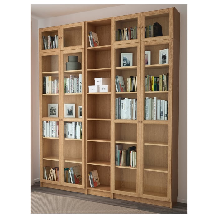 BILLY / OXBERG oak veneer oak, Bookcase, 200x30x237 cm IKEA