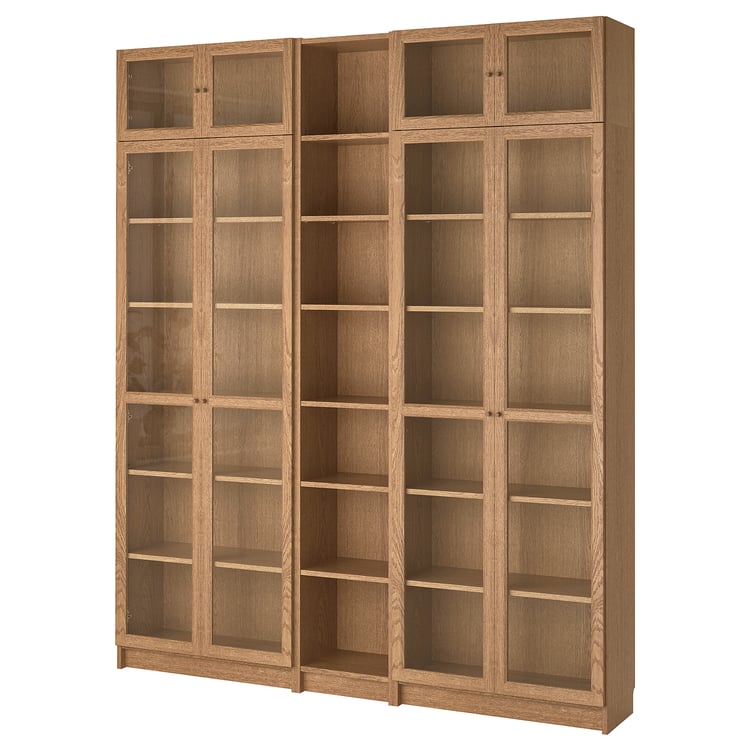 BILLY / OXBERG oak veneer oak, Bookcase, 200x30x237 cm IKEA