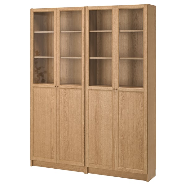 BILLY / OXBERG Bookcase, oak veneer, 160x30x202 cm IKEA