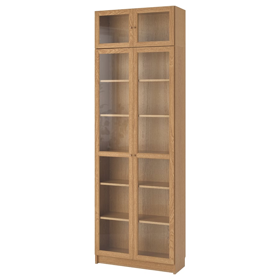 BILLY / OXBERG Bookcase, oak veneer, 80x30x237 cm IKEA