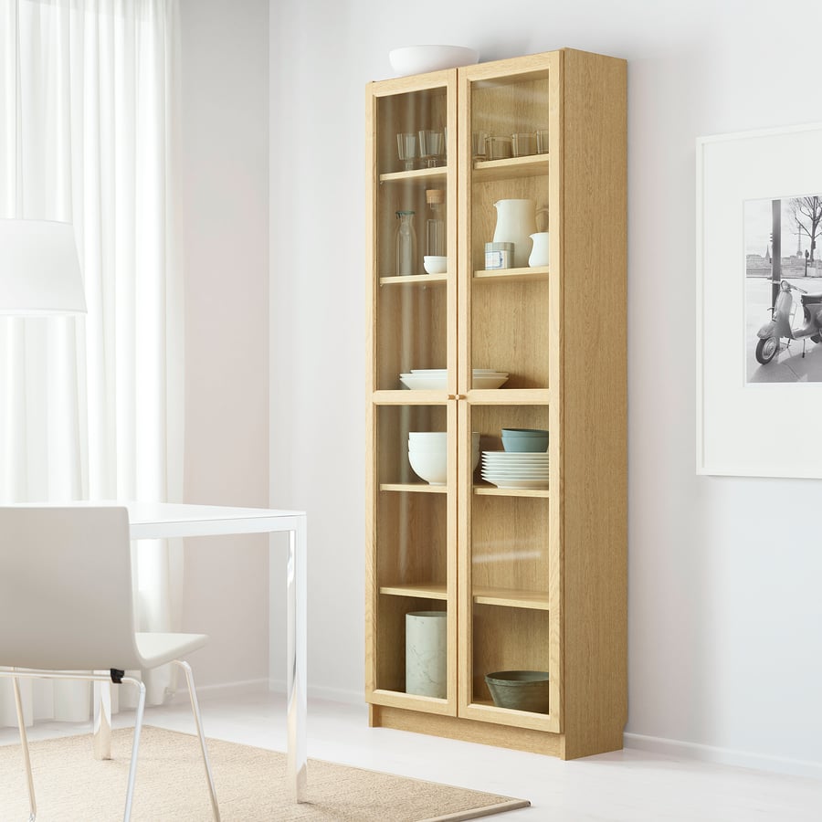 BILLY / OXBERG oak veneer oak, Bookcase, 80x30x202 cm IKEA