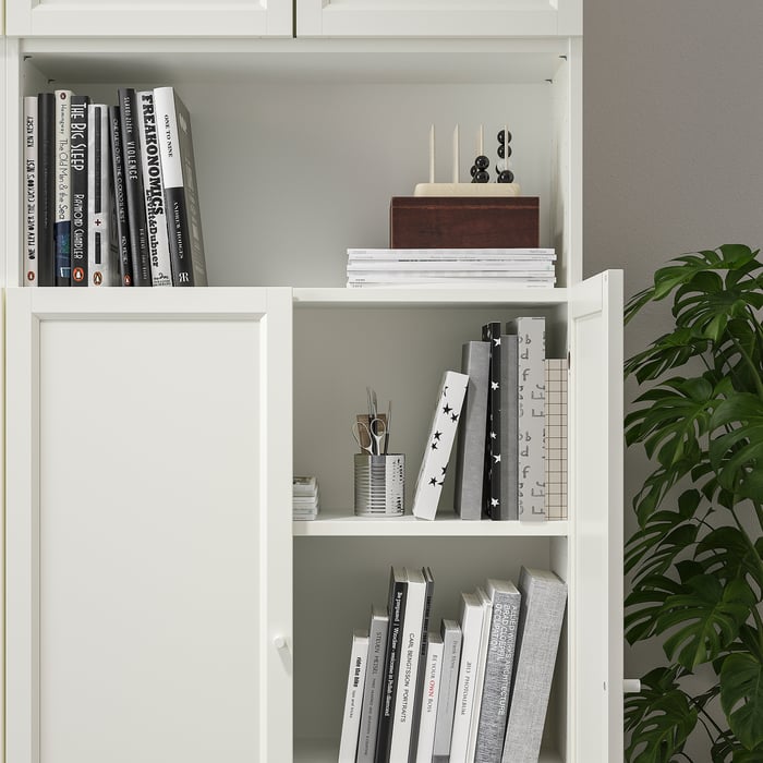 BILLY / OXBERG bookcase with height extension ut/drs, white, 160x30x237
