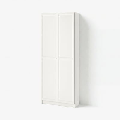 BILLY / OXBERG Bookcase with doors, white, 80x41x202 cm