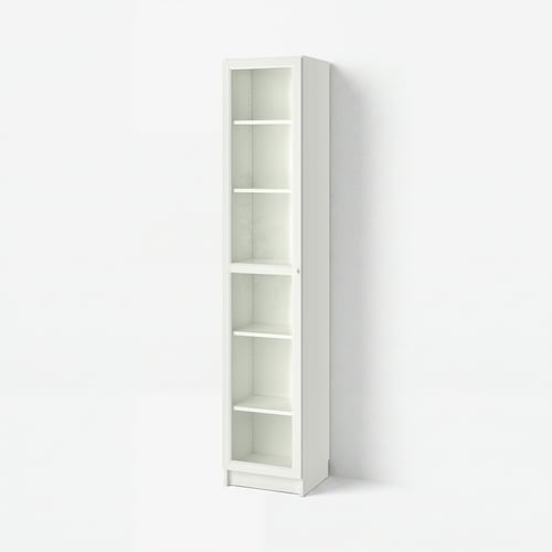 BILLY / OXBERG Bookcase with glass door, white/glass, 40x41x202 cm