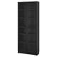 BILLY / OXBERG Bookcase with glass doors, black oak effect, 80x30x202 cm