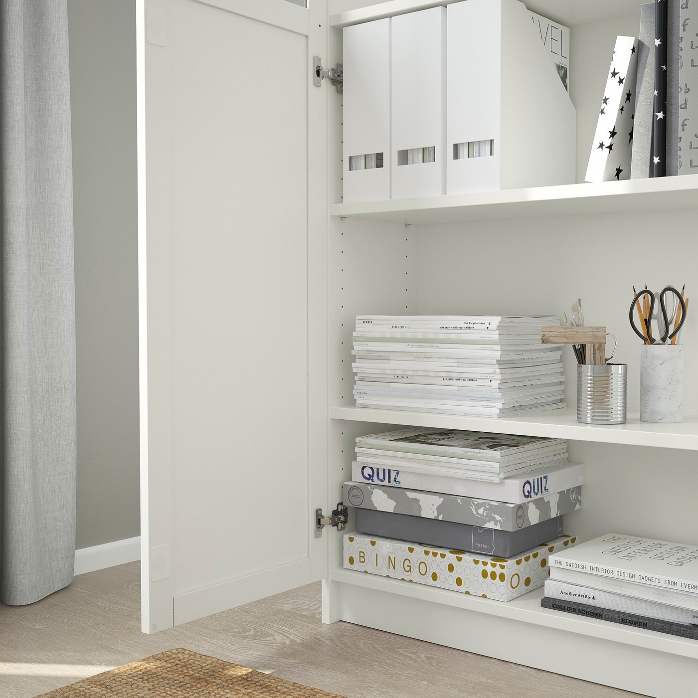 BILLY bookcase with panel/glass doors, white, 80x42x202 cm - IKEA UK