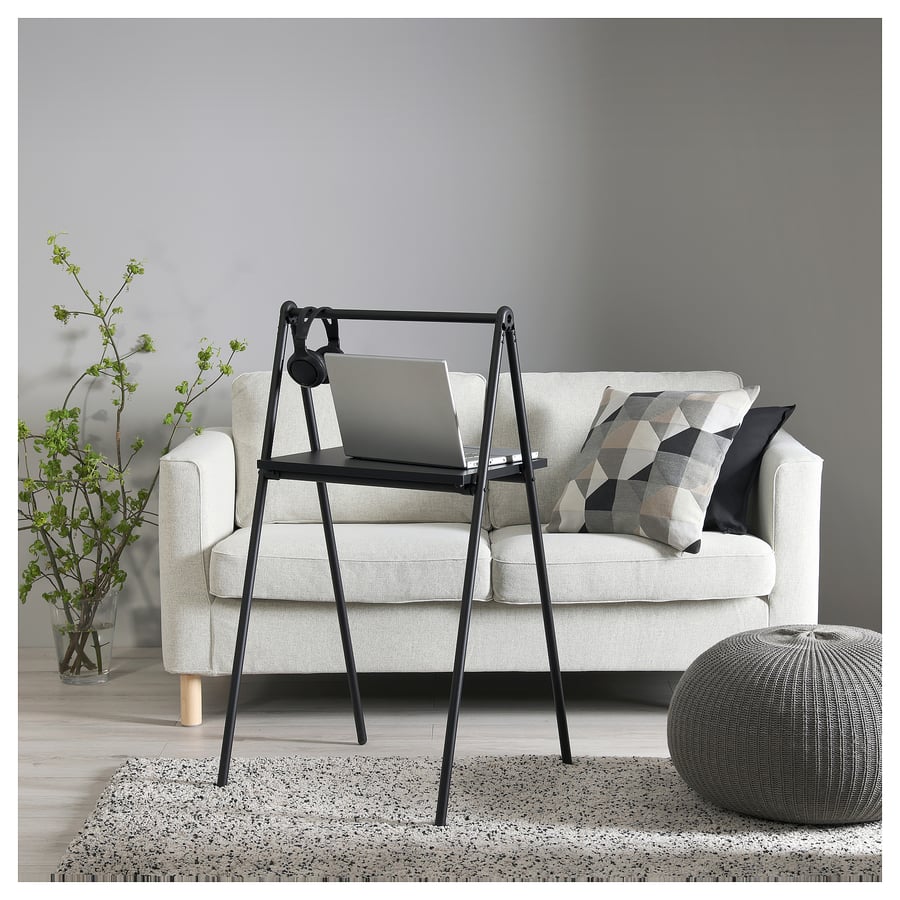 BJÖRKÅSEN folding table, black, 59x35 cm IKEA