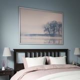 BJÖRKSTA Picture with frame, Misty landscape/aluminium-colour, 140x100 cm