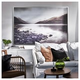 BJÖRKSTA Picture with frame, rocky shoreline/aluminium-colour, 200x140 cm