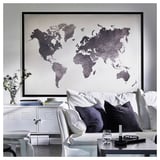 BJÖRKSTA Picture with frame, the world/black, 200x140 cm