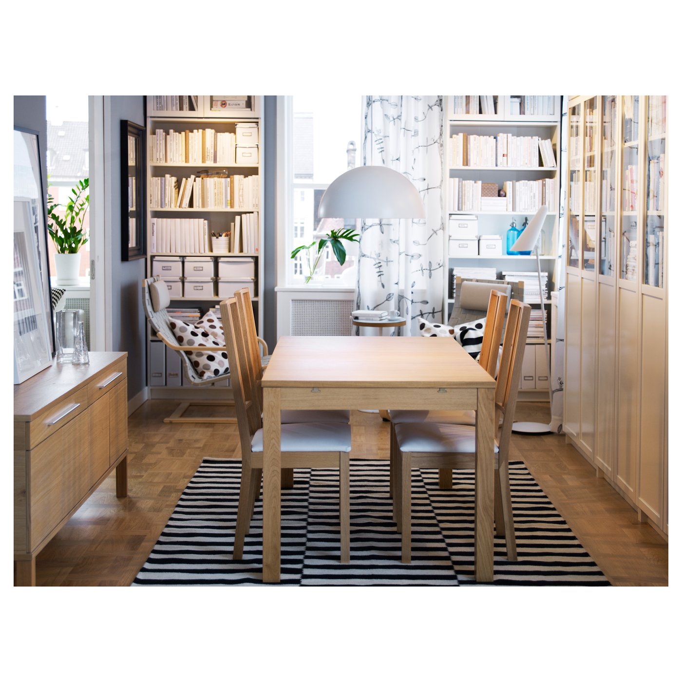 BJURSTA Extendable Table Oak Veneer 140 180 220 X 84 Cm IKEA