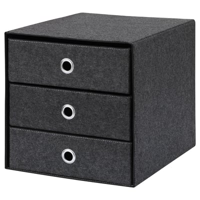 BLÄDDRA Mini chest with 3 drawers, grey, 33x38 cm