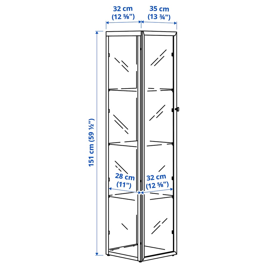 BLÅLIDEN display cabinet, white, 35x32x151 cm - IKEA UK