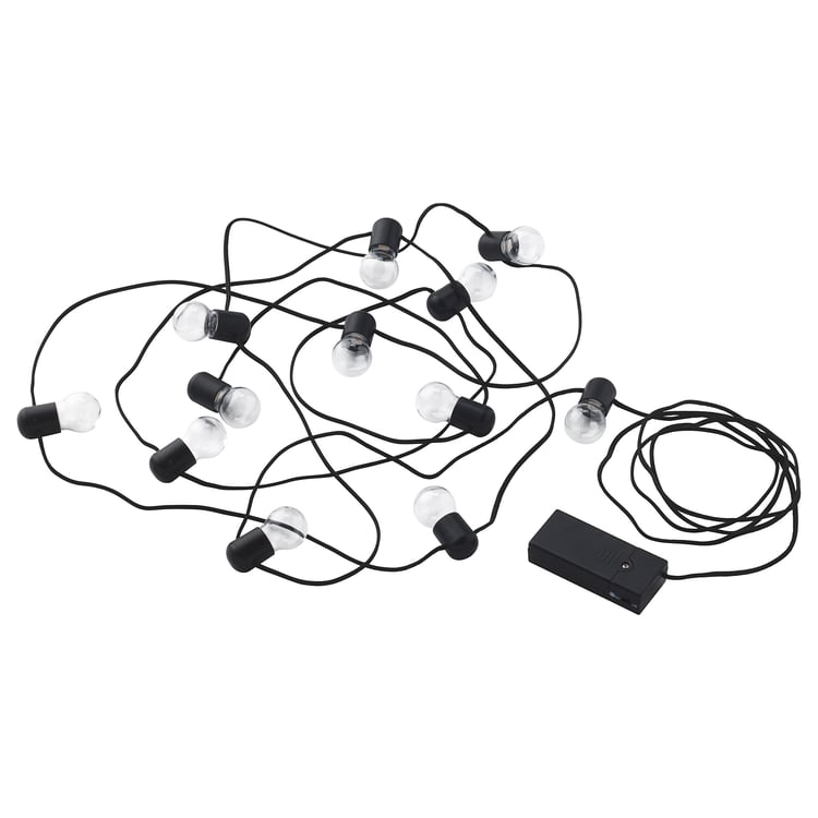 BLÖTSNÖ indoor, batteryoperated black, LED lighting chain with 12
