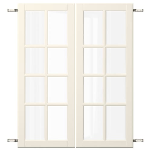 BODBYN white double doors with glass, light wood, rectangular frames.