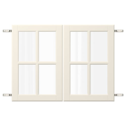 BODBYN white shaker-style cabinet doors with glass panels.