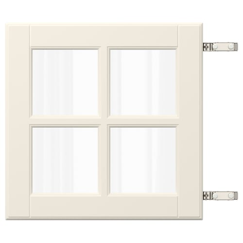 BODBYN white cabinet door with glass panels, 4-pane design, hinged.