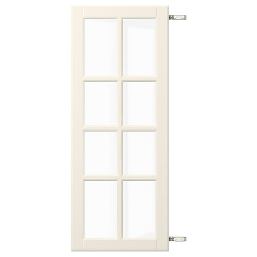 BODBYN door, white, glass panels, fiberboard frame, frosted glass.