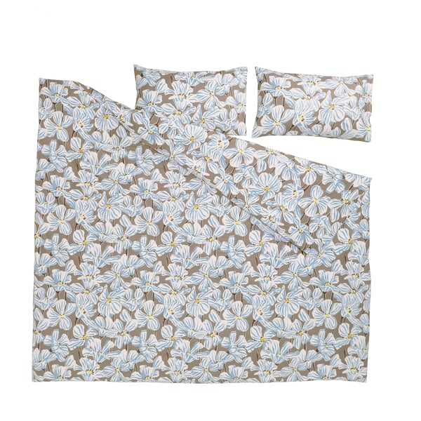 Grey & floral BÖNTRÄD duvet set, recycled cotton
